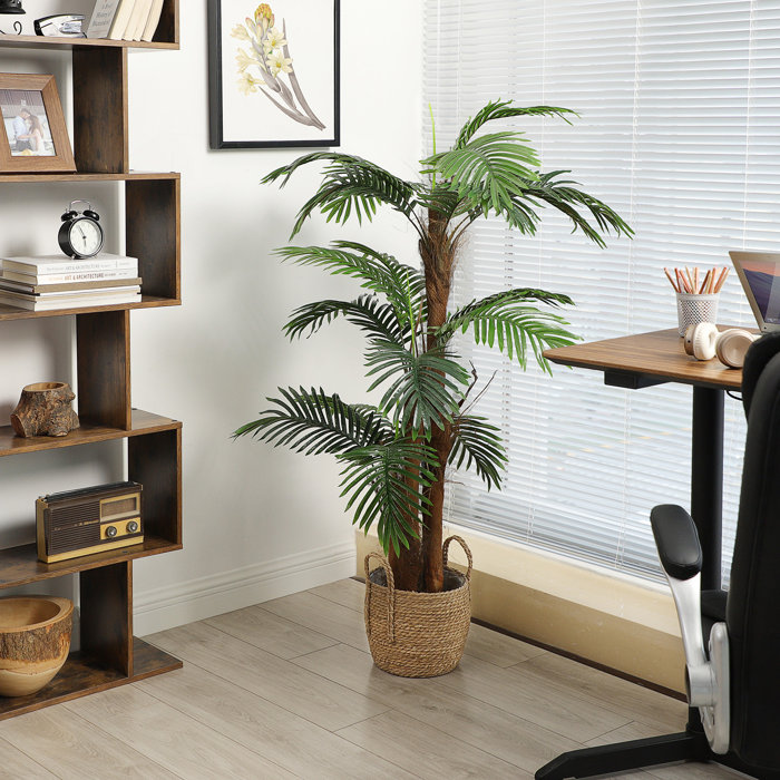 Primrue Artificial Palm Tree, 55Inch Tall Potted Paradise Palm Silk